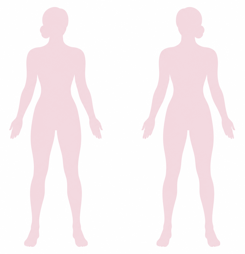 Front and back view of the muscle zones the Coreogen band works